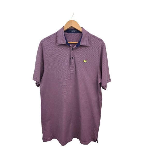 Masters Clubhouse Collection Mens Striped Polo Shirt Collared Short Sleeve Pink - Picture 1 of 3